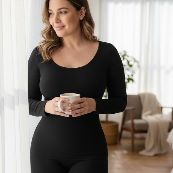 Shapermint Essentials Black Long Sleeve Shaping T-Shirt Size M NEW - Picture 2 of 8